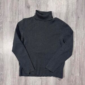 Lauren Ralph Lauren Womens Ribbed Turtleneck Sweater Dark Gray Long Sleeve M